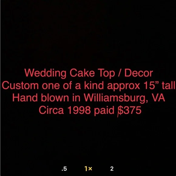 Vintage Wedding Cake Top Elegant Heart Sculpture w Swans and Doves Blown Glass